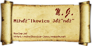 Mihálkovics Júnó névjegykártya